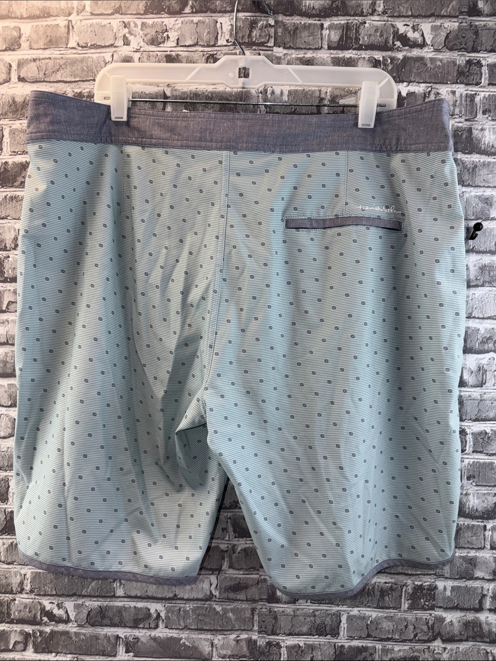 Travis Mathew Teal  Micro-Print Swim Shorts